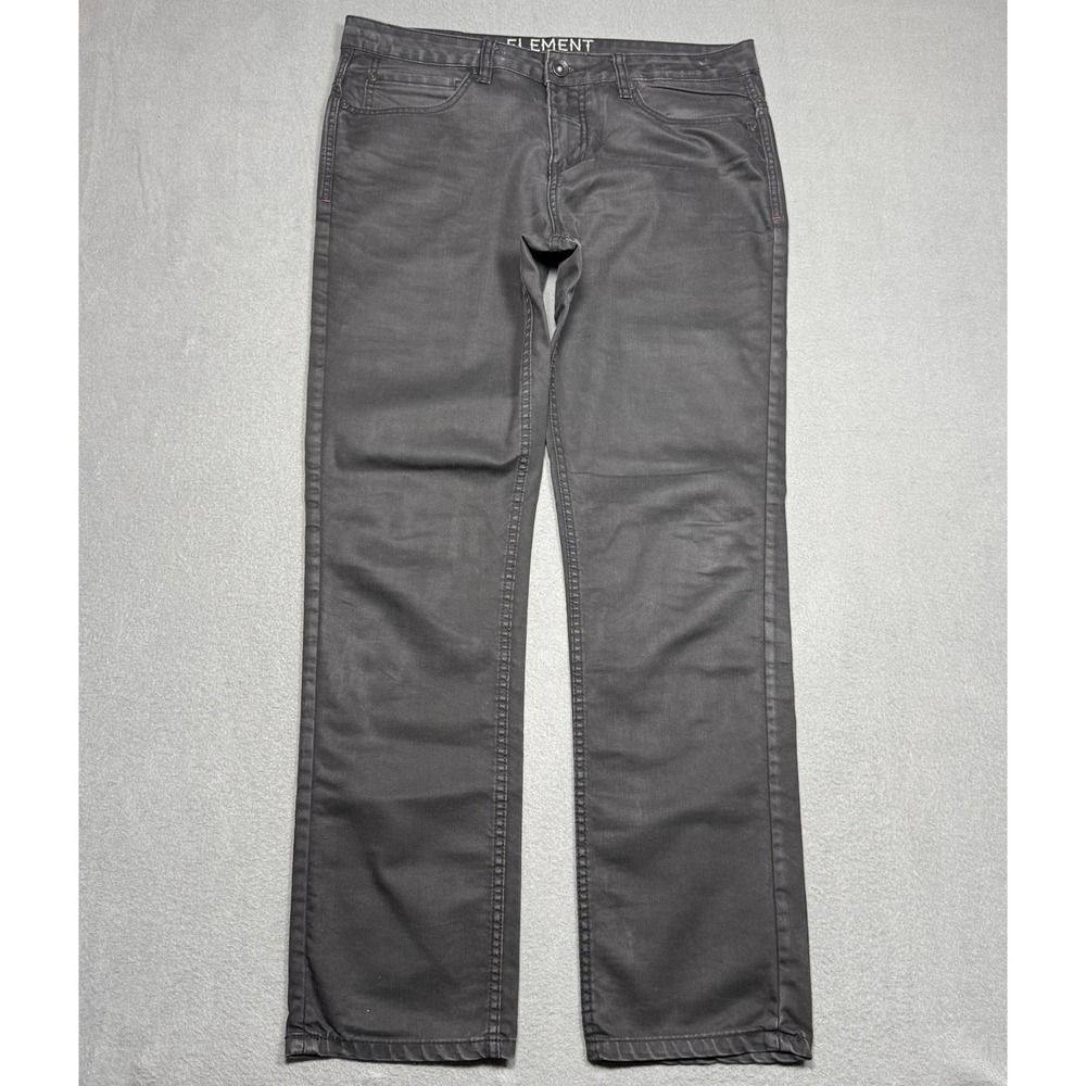 Element Desoto Jeans Mens 34x31 Black Slim Straight Stretch Denim Skater Retro